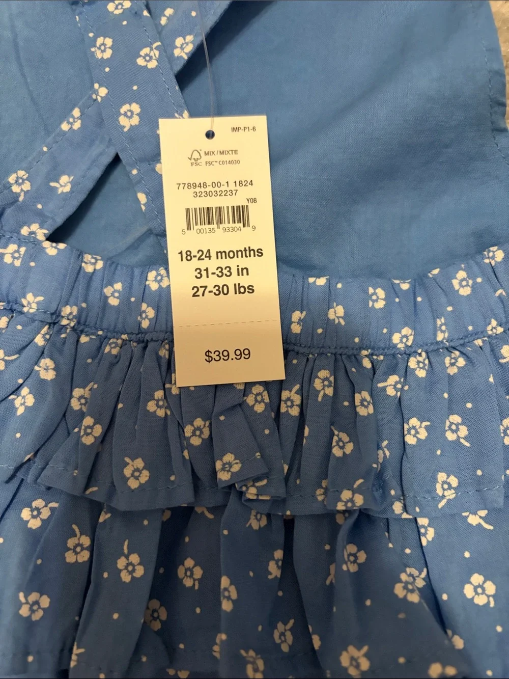 GAP Blue Floral Girls One-Piece Romper